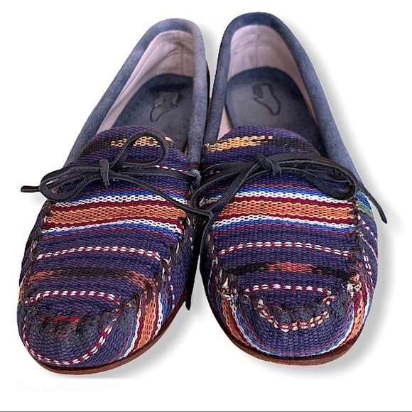 PENDLETON & 2568 Collaboration Blue Suede and Southwest Motif Moccasin  Sz 9.5 - Picture 4 of 8
